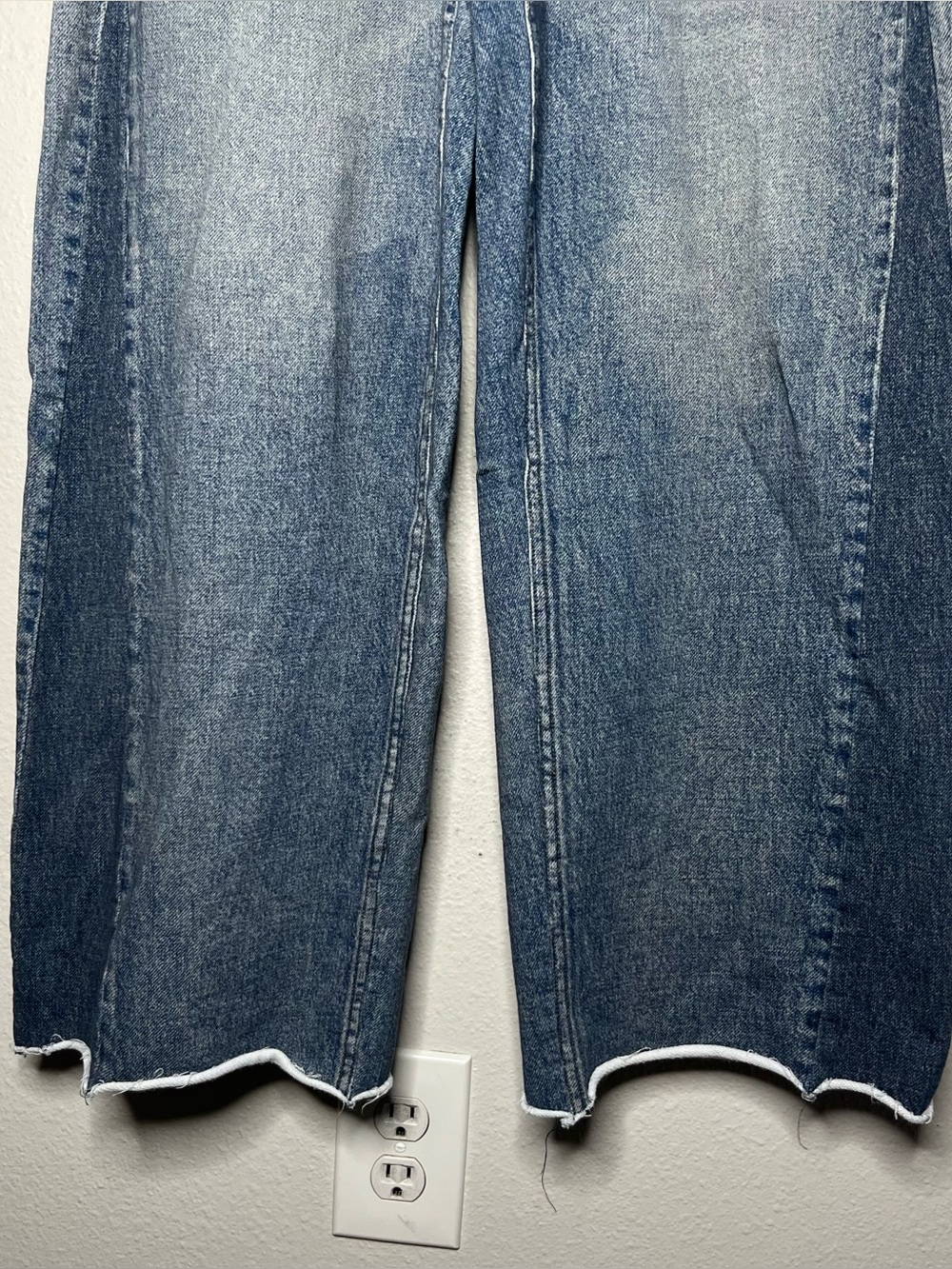 Rag & Bone Miramar Denim Printed Raw Hem Wide Leg French Terry Sweat Pants - Picture 9 of 11